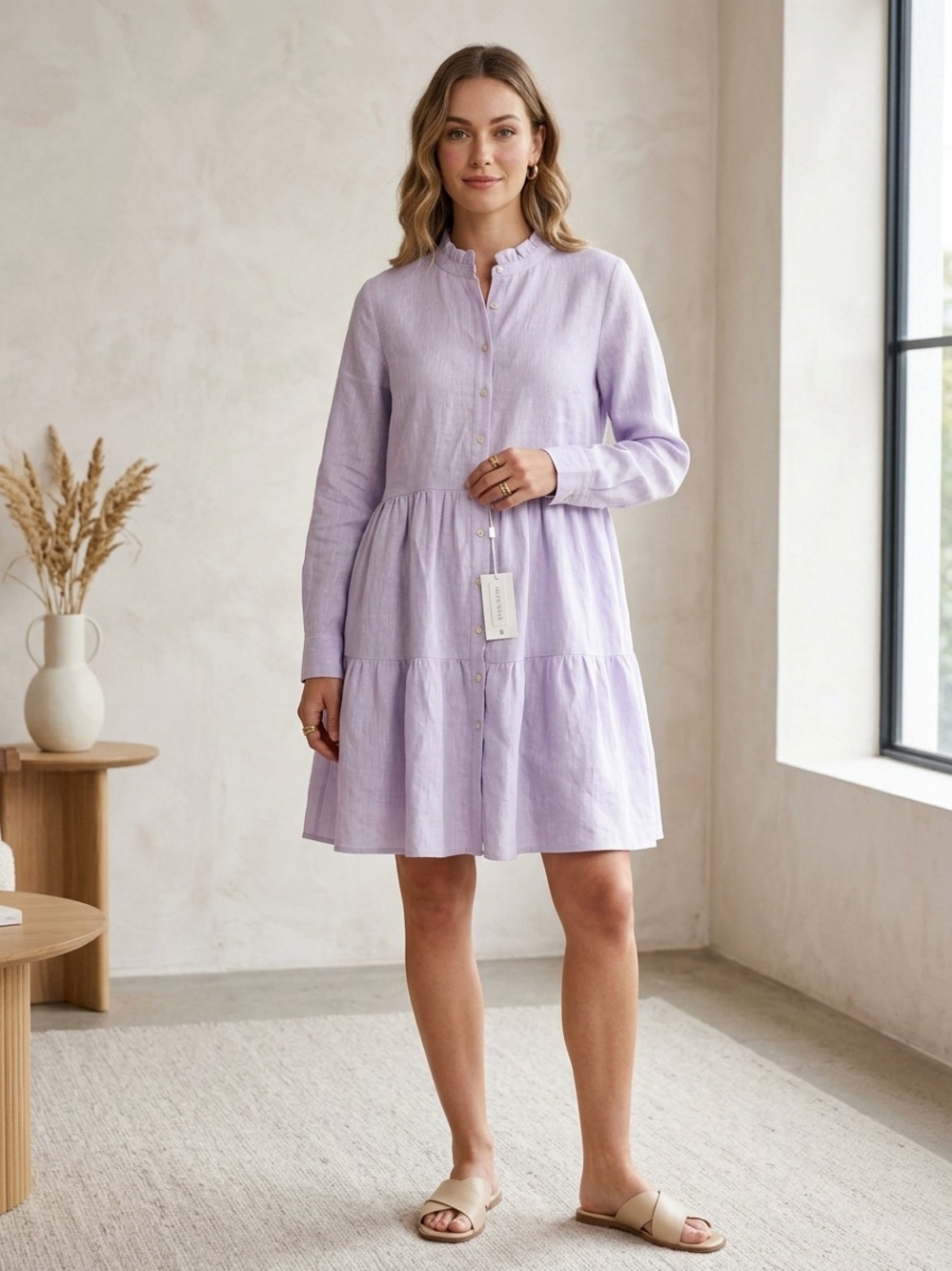 NWT Alice Walk Lavender Linen Dress Size XL